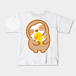 Cute Rubber Duckie Bath Time Sloth Kids T-Shirt
